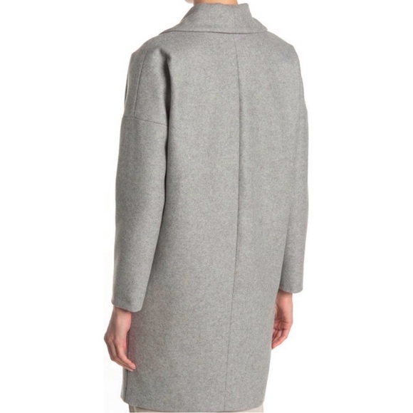 AllSaints Light Gray Women's Klein Cocoon Long Open Front Coat NWOT Size Small - Picture 2 of 5